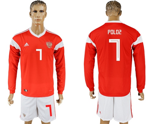 Russia #7 Poloz Red Home Long Sleeves Soccer Country Jersey